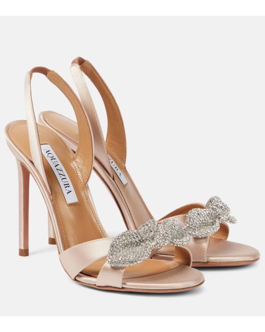 Aquazzura Metallic Very Bow Tie Embellished Satin Sandals