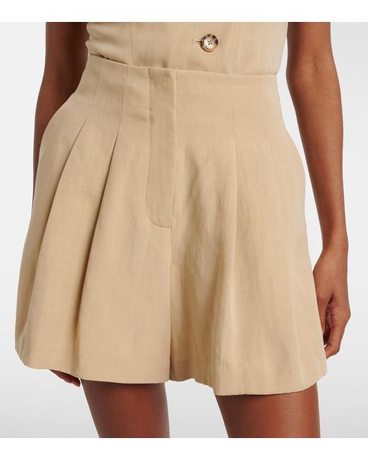 Veronica Beard Natural Gables Pleated Shorts