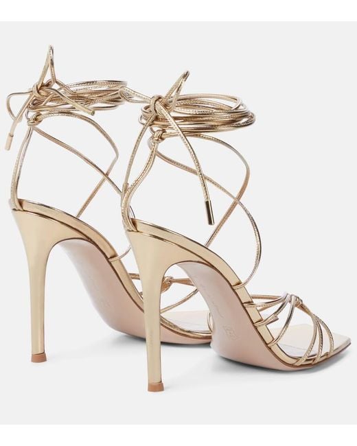 Gianvito Rossi Natural Sandalen Aus Metallic-Leder