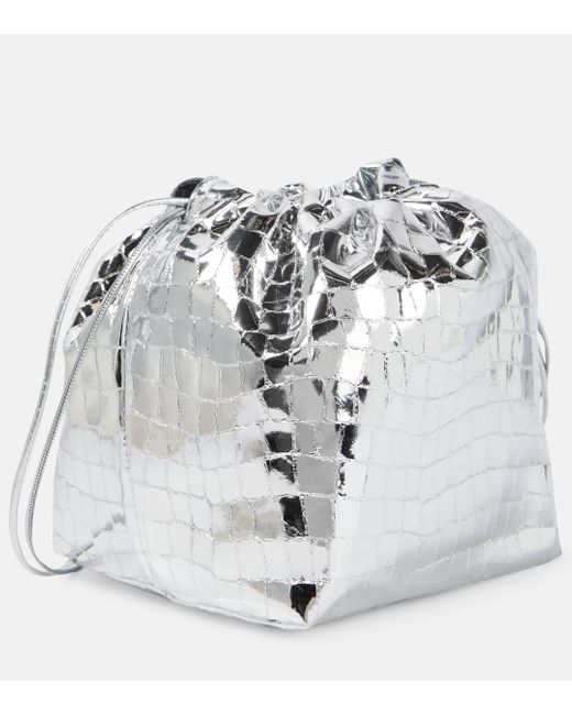 Jil Sander White Dumpling Metallic Leather Crossbody Bag
