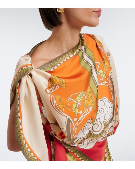 LaDoubleJ White Full-On Printed Silk Twill Top