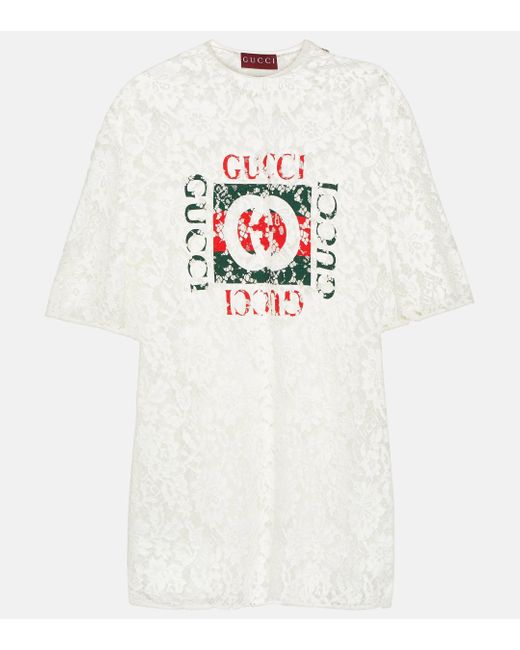 Gucci White Interlocking G Lace Top