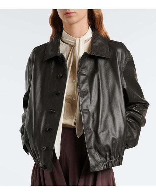 Lemaire Black Leather Blouson Jacket