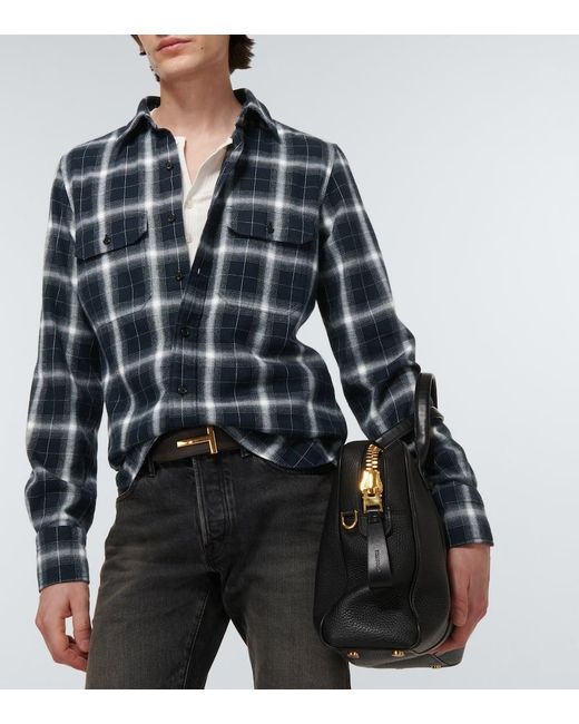 Camisa De Algodon A Cuadros Tom Ford de hombre de color Blue