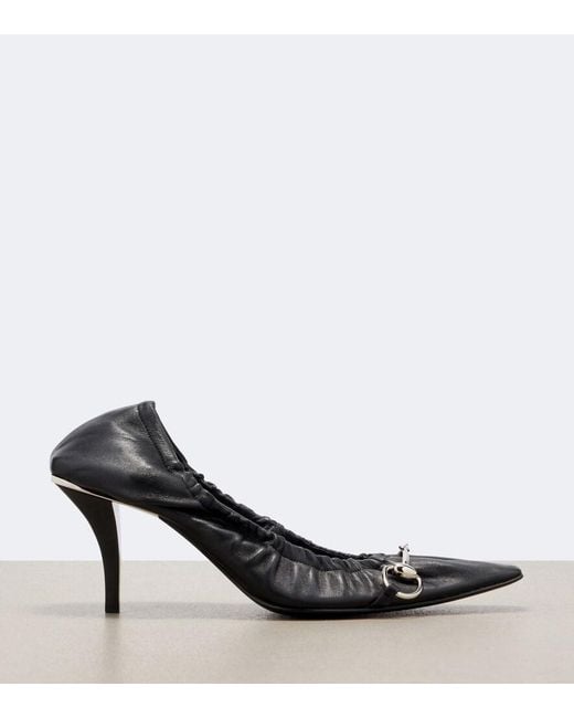 Gucci Black Vittoria Horsebit Leather Pumps