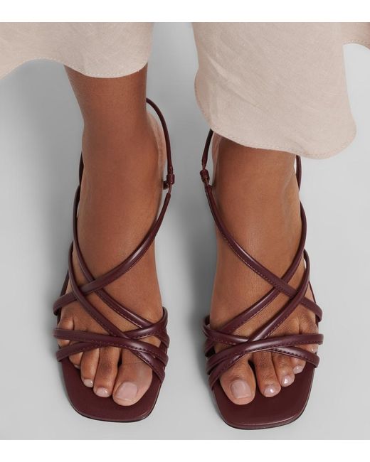 Brunello Cucinelli Brown Monili Leather Slingback Sandals