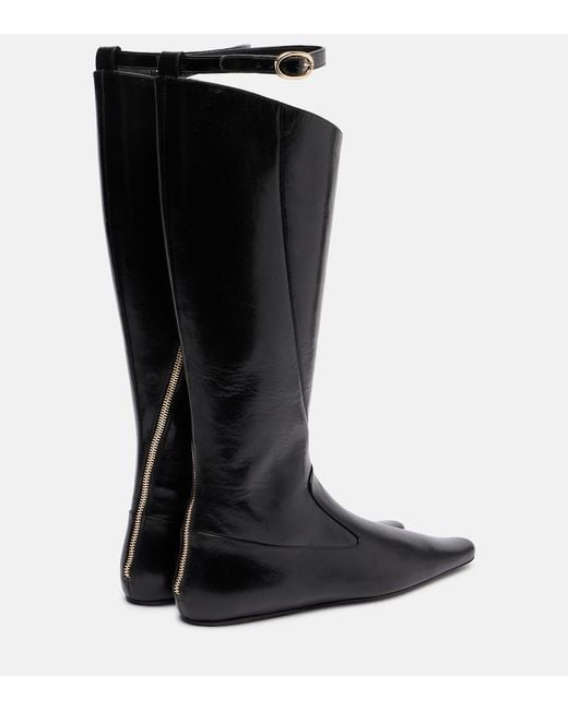 Tory Burch Black Twisted Leather Knee-High Boots