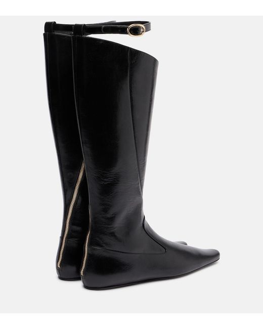 Tory Burch Black Twisted Leather Knee-High Boots
