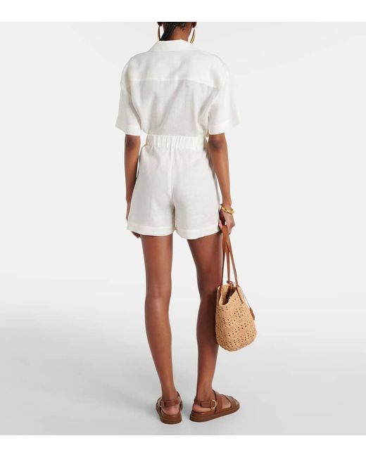 Shorts Zurich de lino Asceno de color White
