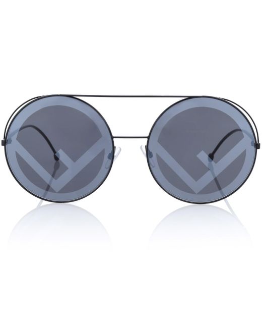 Fendi Black Run Away Oversized Round Sunglasses