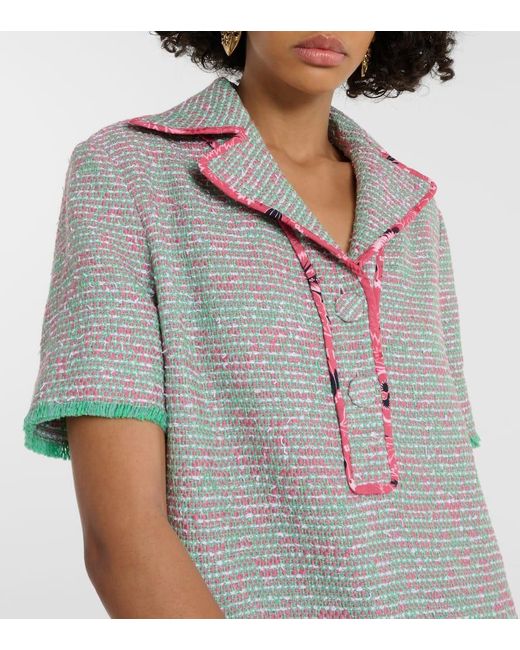 Vestido corto de tweed de algodon y lana Etro de color Green