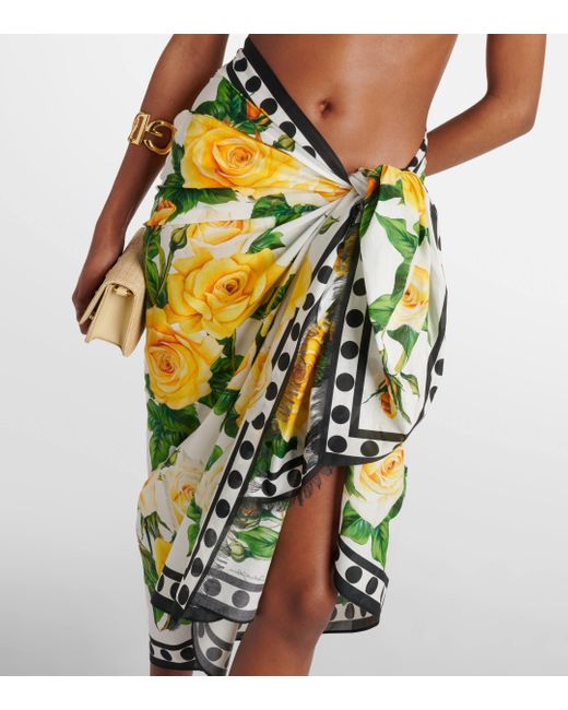 Dolce & Gabbana Green Floral Cotton Beach Cover-up
