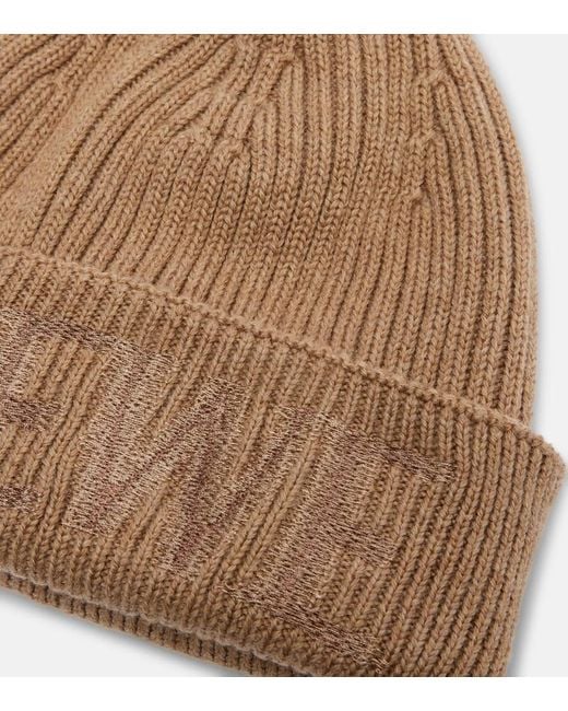 Loewe Brown Logo Embroidered Ribbed-Knit Wool Beanie