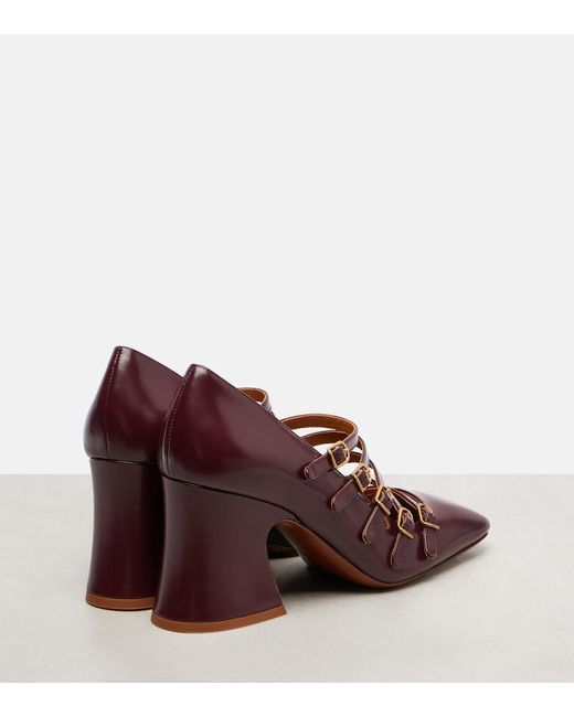 Chloé Brown Janis 80 Leather Mary Jane Pumps