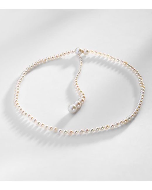 Sophie Bille Brahe White La Belle Moon 14Kt Necklace With Pearls