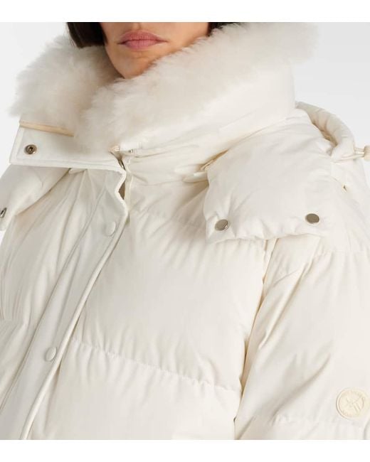 Yves Salomon White Skijacke Doudoune 58 Cm Mit Shearling