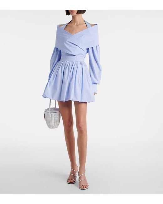 Patou Blue Draped Cotton Poplin Blouse