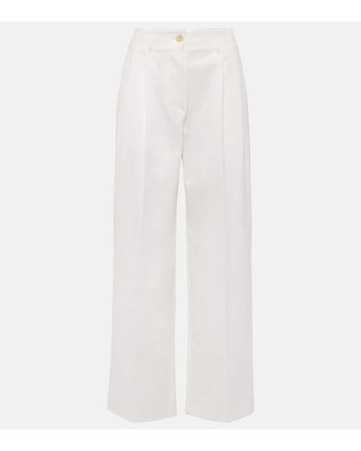 Pantalones anchos de sarga de algodon de tiro alto Totême  de color White