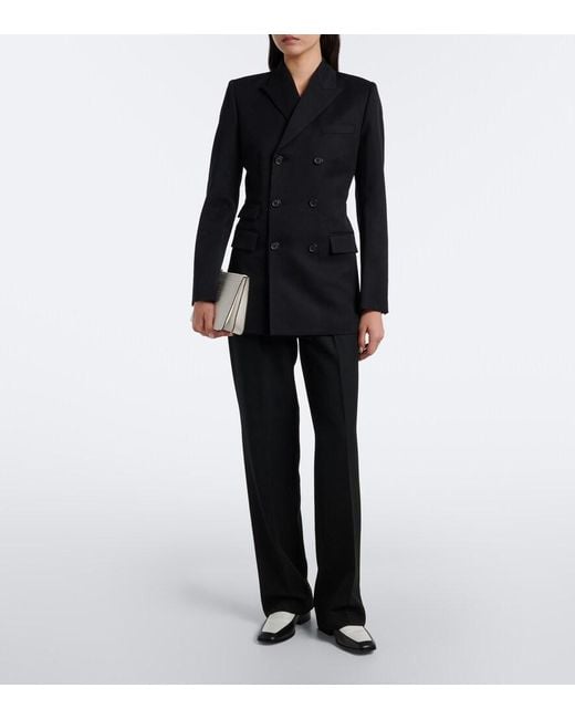 Nili Lotan Black Noah Double-Breasted Virgin Wool Blazer
