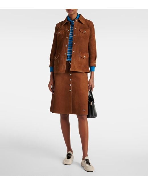 Prada Brown Hemdjacke Aus Veloursleder