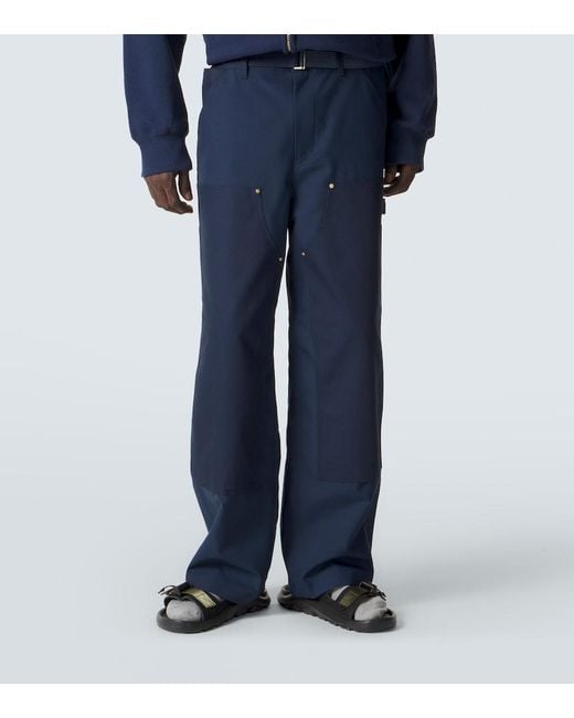 Sacai Blue Belted Wide-Leg Pants for men