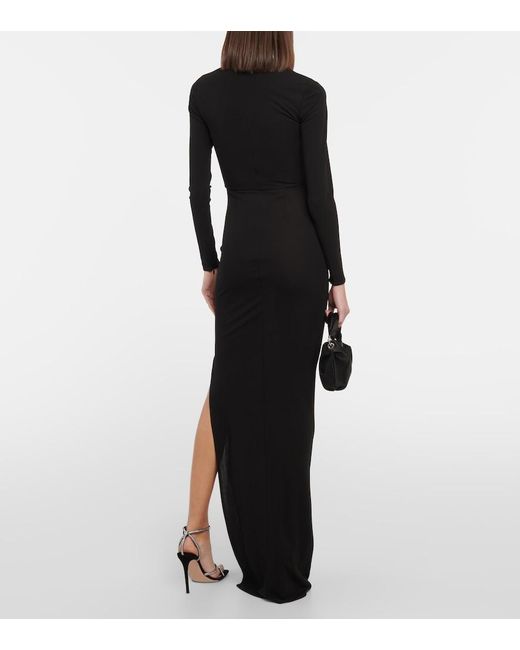 Alex Perry Black Asymmetric Jersey Maxi Dress