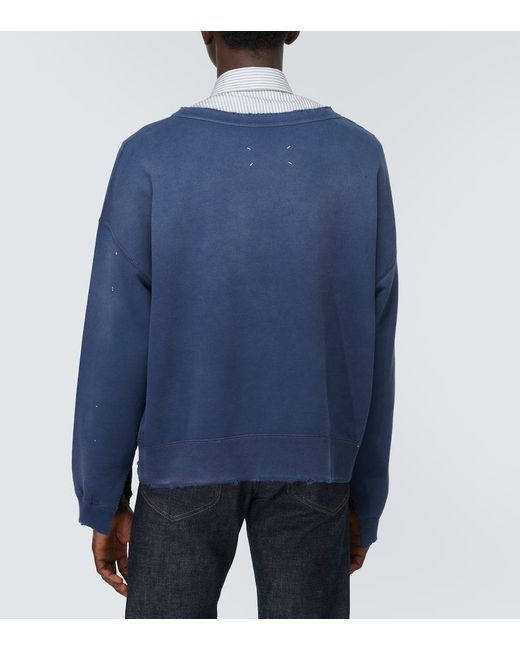 Maison Margiela Blue Printed Cotton Jersey Sweatshirt for men