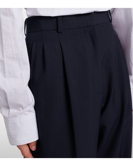 The Row Blue Mune Wool Straight Pants