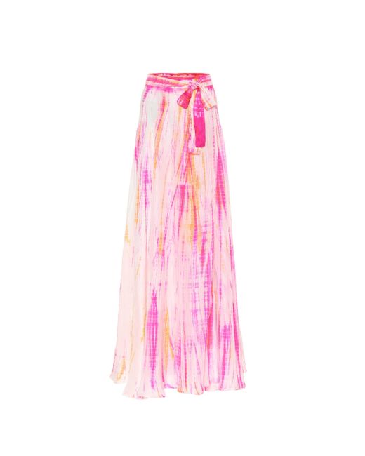 Anna Kosturova Pink Cara Tie-dye Silk Skirt