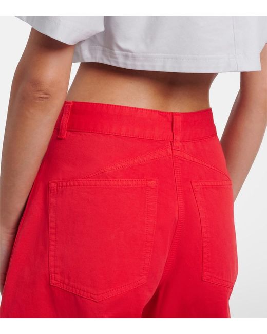 Alaïa Red Barrel-Leg Jeans
