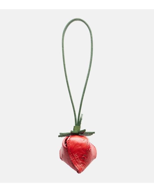 Jacquemus Red La Fraise Small Embossed Leather Bag Charm