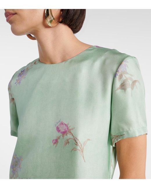 LaDoubleJ Green Maxikleid Swing Aus Seide Mit Federn