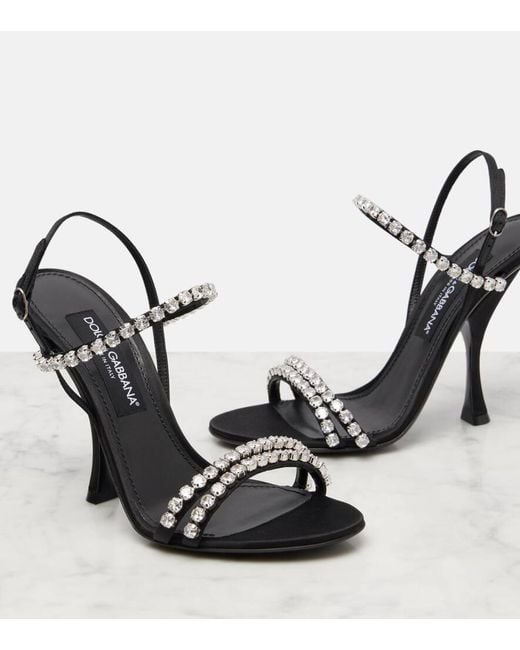 Dolce & Gabbana Black Crystal-Embellished Sandals