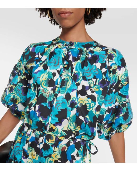Top Dario En Coton Melange A Fleurs Diane von Furstenberg en coloris Blue