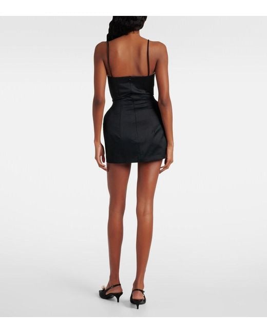 Magda Butrym Black Crochet-Trimmed Cotton Bustier Dress