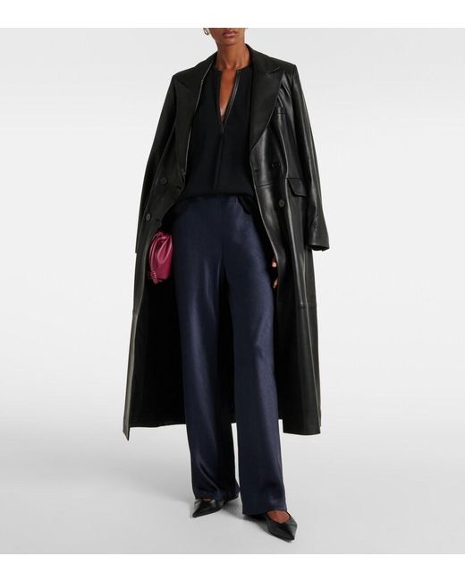 Vince Blue Fluid Satin Straight Pants