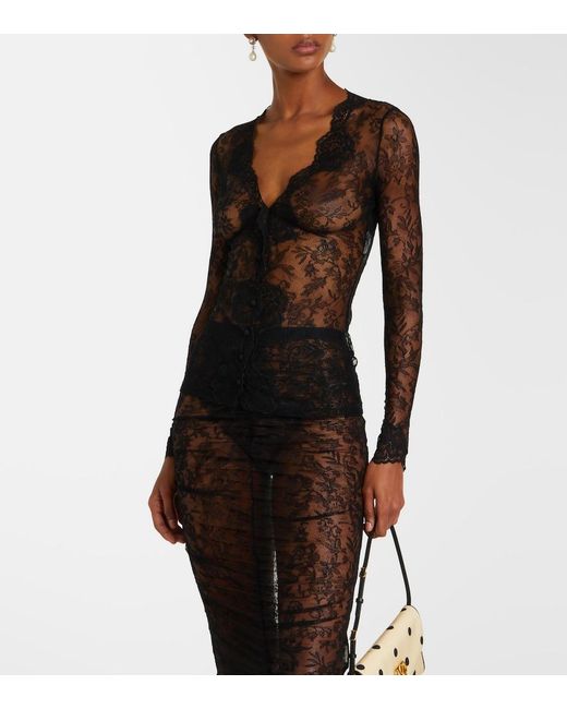 Valentino Blue Floral Sheer Lace Cardigan