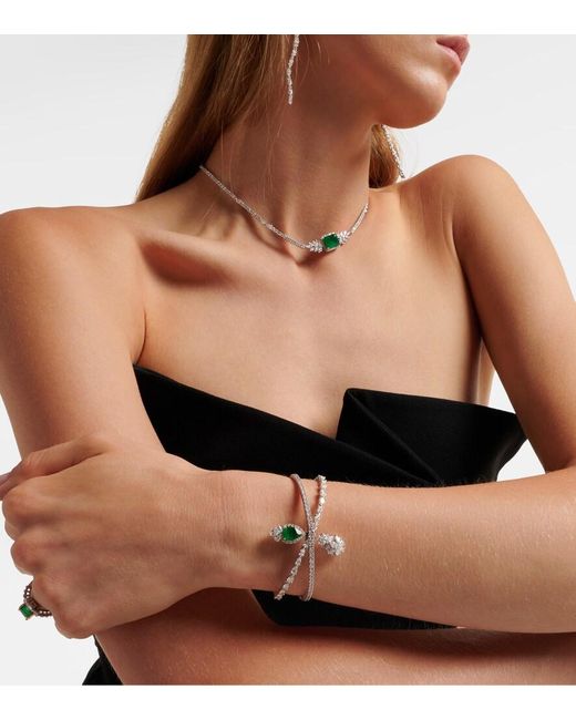 YEPREM Metallic Reign Supreme 18Kt Bangle With Diamonds And Emerald