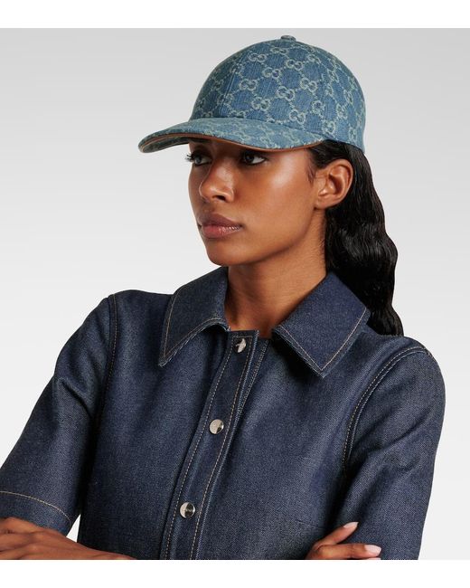 Gucci Blue Gg Cotton Canvas Baseball Cap