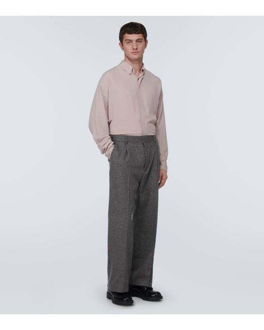 Winnie New York Gray Wool And Mohair Straight Pants for men