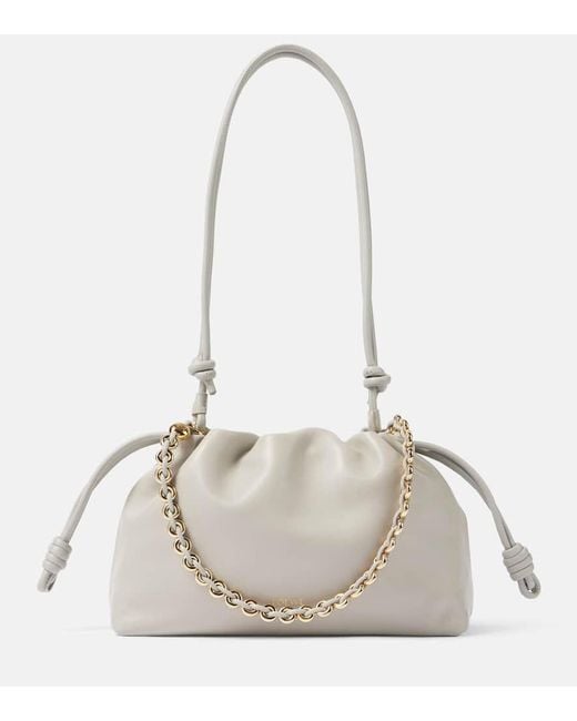 Loewe White Flamenco Medium Leather Shoulder Bag