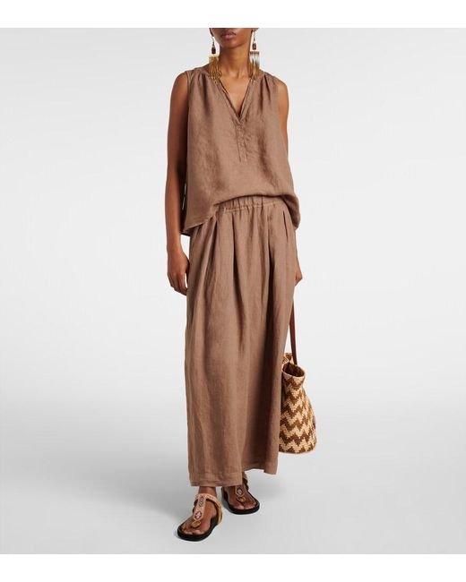 Velvet Brown Linda Linen Maxi Skirt