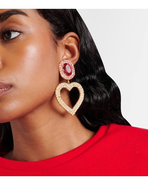 Magda Butrym Pink Crystal-Embellished Clip-On Earrings