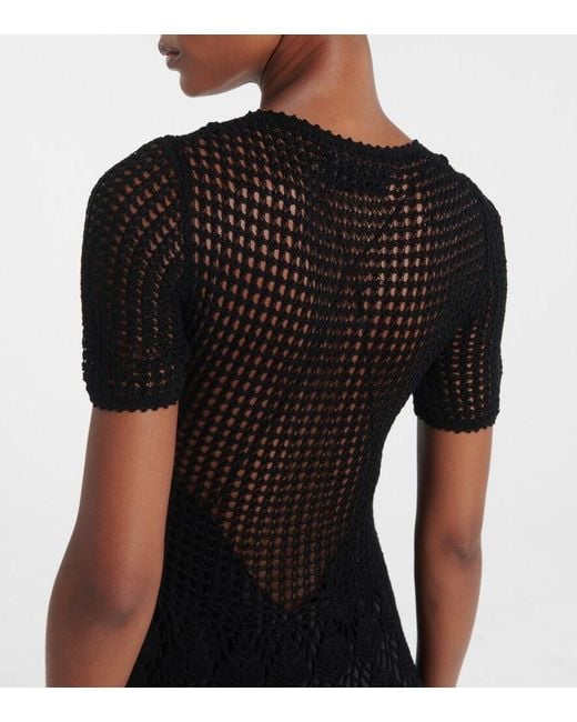 Nili Lotan Black Yoko Crochet Cotton Midi Dress