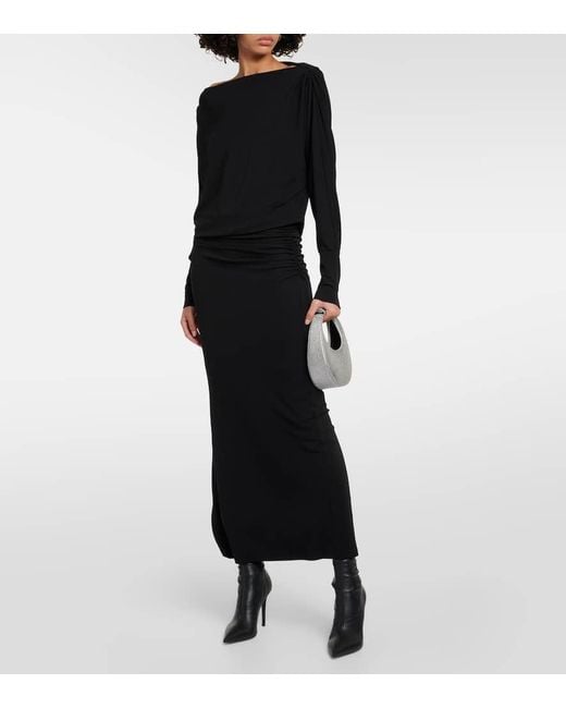 Velvet Black Hilton Ruched Jersey Midi Skirt
