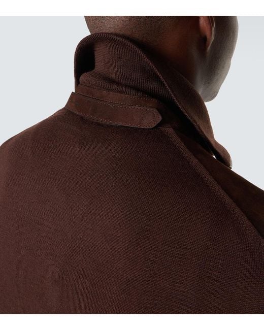Tom Ford Cardigan Mit Veloursleder in Brown für Herren