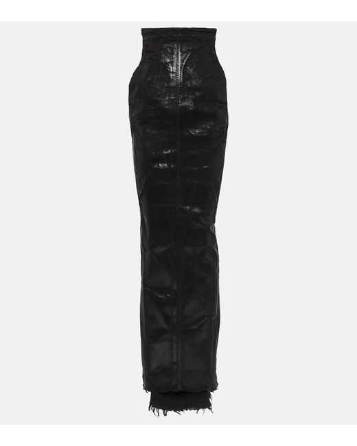 Falda tubo de denim de tiro alto Rick Owens de color Black