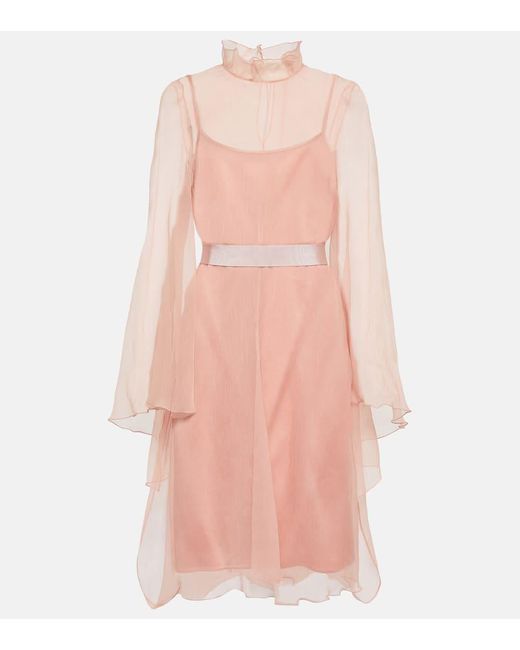 Max Mara Pink Bridal Alma Slip Silk Minidress With Cover-up