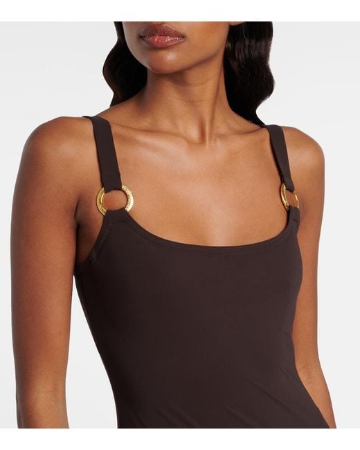 Karla Colletto Brown Luca Ring-Detail Swimsuit