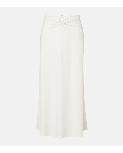 Johanna Ortiz White Gathered Midi Skirt